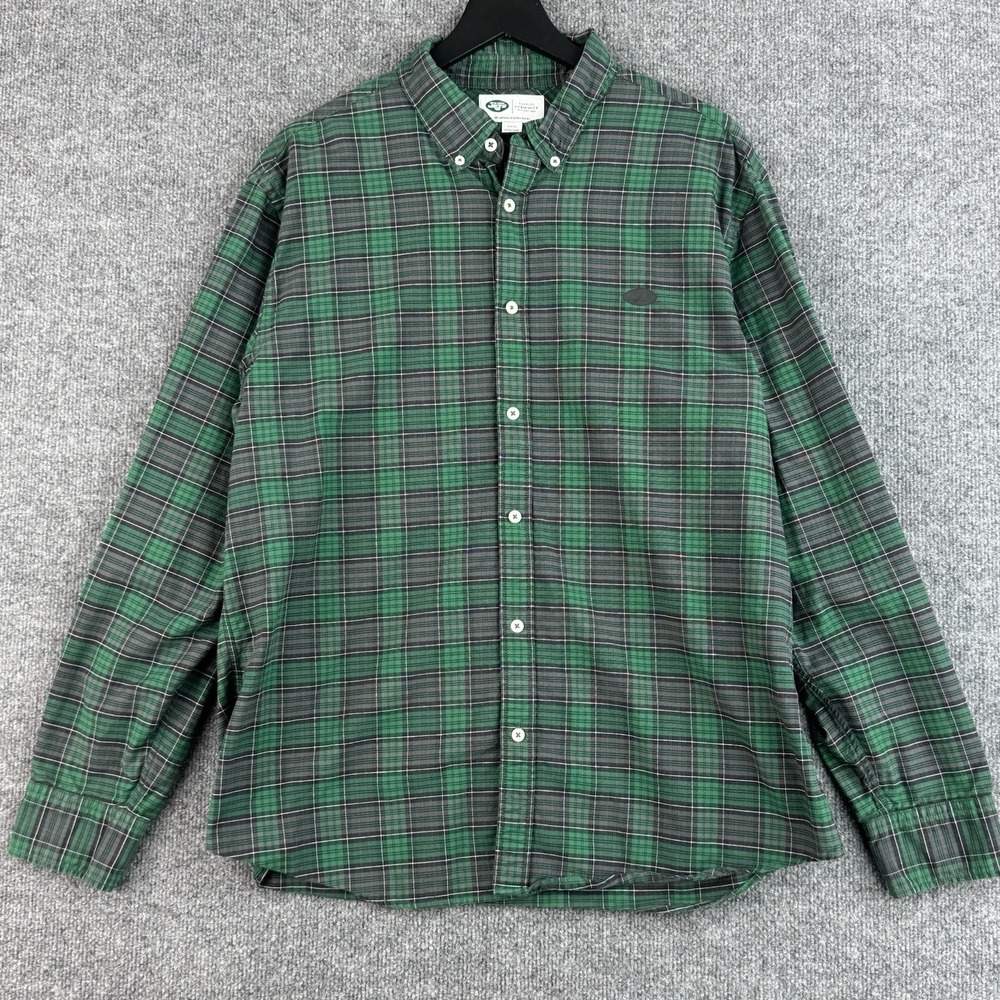 Charles Tyrwhitt x New York Jets Button Down Shirt Mens XL Green Plaid Slim NFL